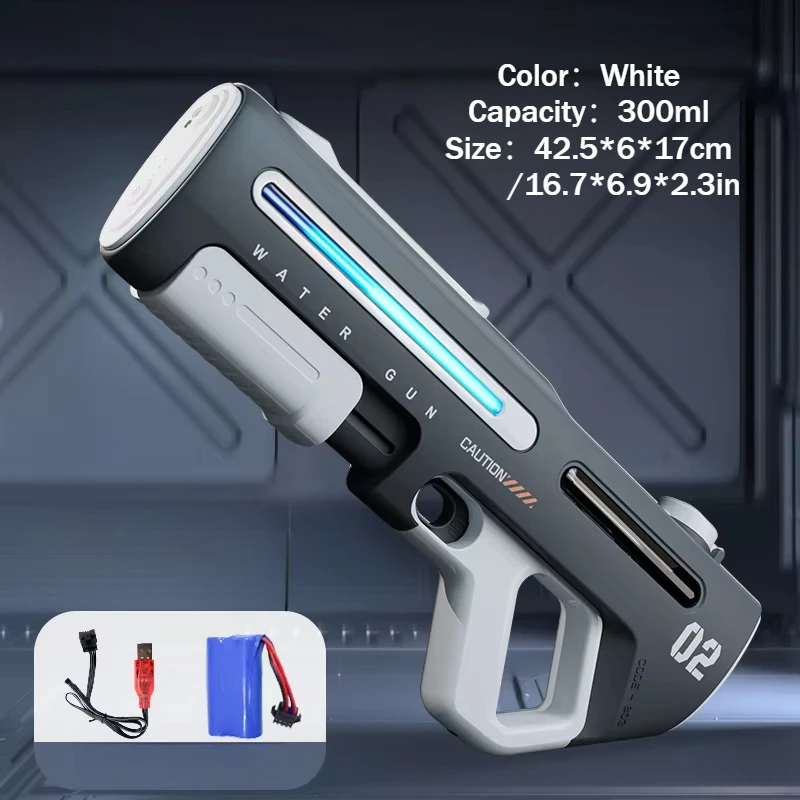 Electric LED Water Gun Toy 2 Models Absorption High Pressure Water Pistol Spray Blaster Outdoor Pool Outdoor Toys for Kids Adult
