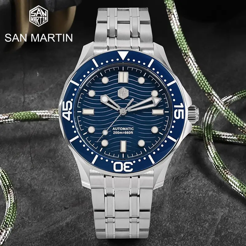 

San Martin 42mm Men Luxury Diver Watch YN55 Automatic Mechanical Wristwatch Sapphire Crystal BGW9 Full Luminous 20Bar Waterproof