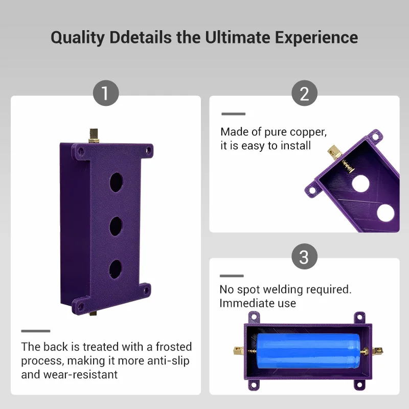 DIY 32700 Weld-free Battery Box/Battery Case//Holder Pure Copper 22A High Curren
