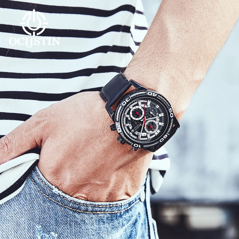 OCHSTIN Hot Model 2024 Pilot Series Atmospheric Simple Waterproof Watch Multifunction Quartz Movement Men's Quartz Watch