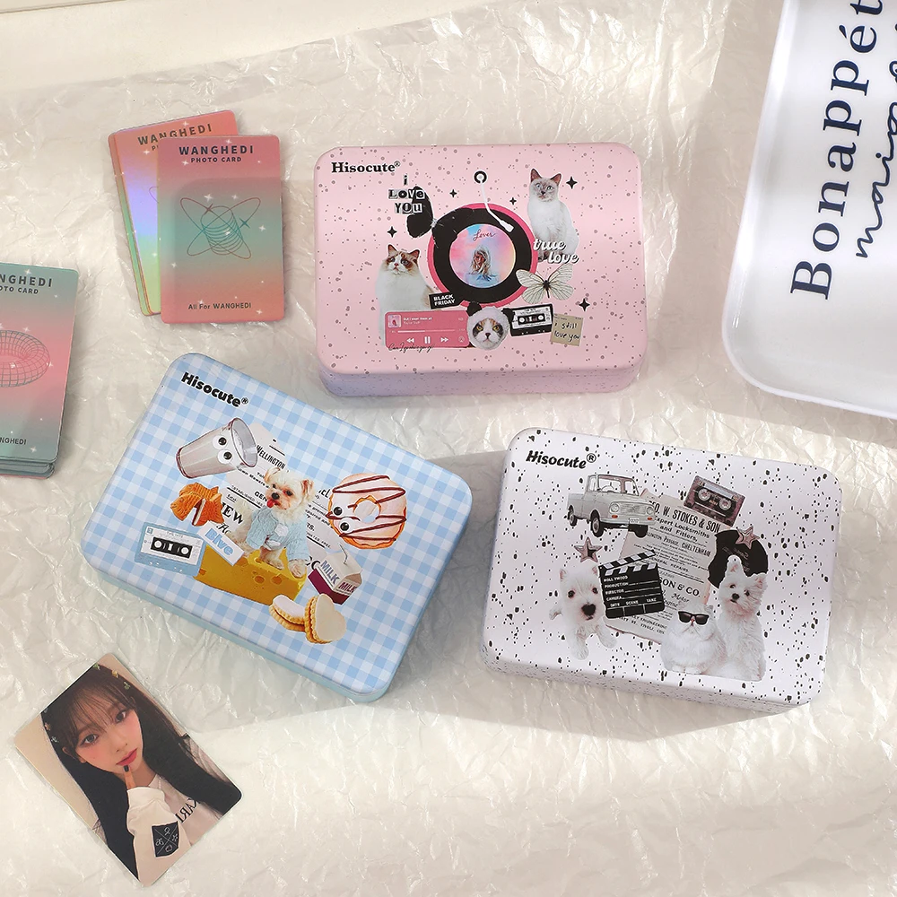 

1pcs Kpop Photocards Metal Storage Box Clips Stickers Tapes Collect Box Classification Box School Office Stationery