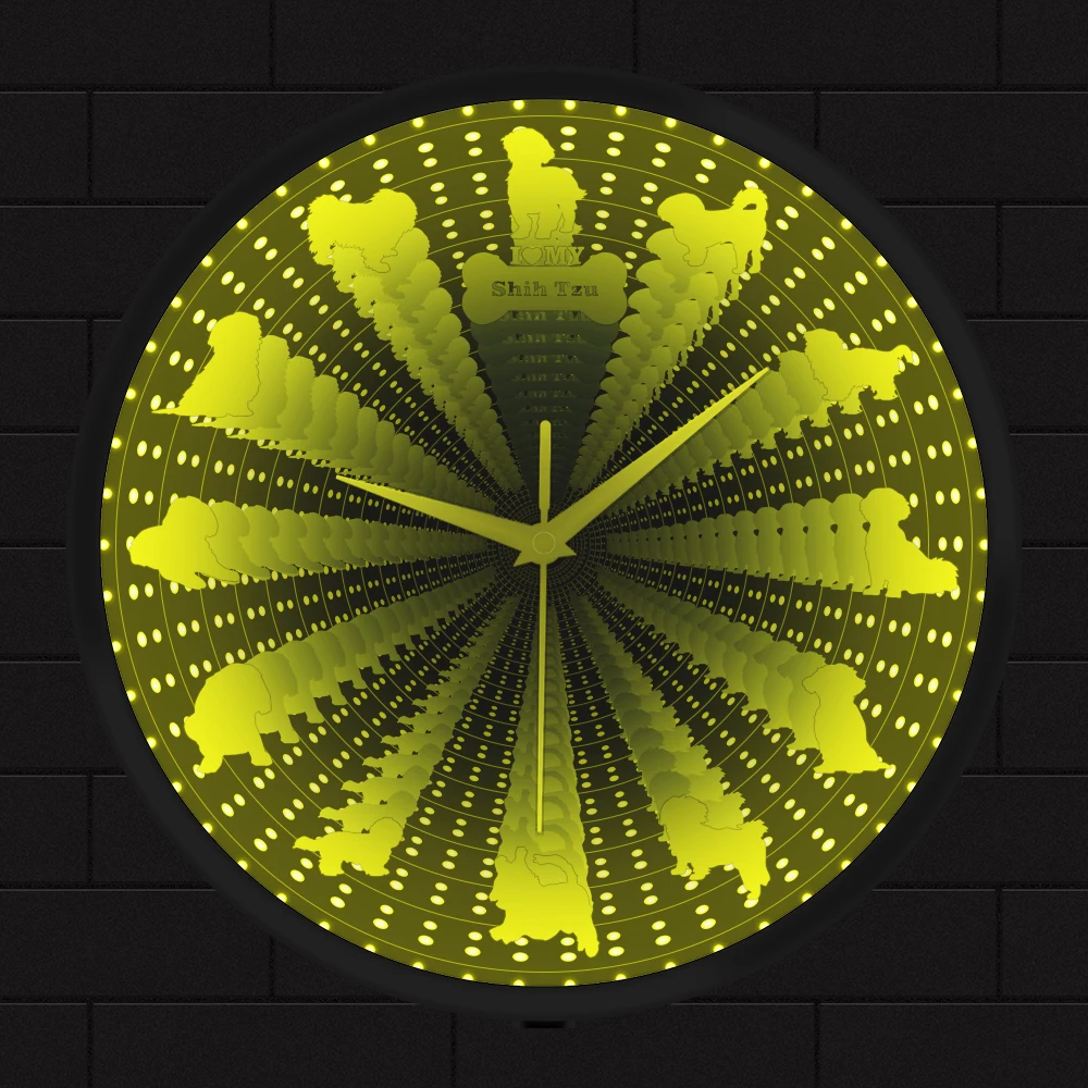 

Настенные часы Shih Tzu с зеркальной поверхностью в виде собаки