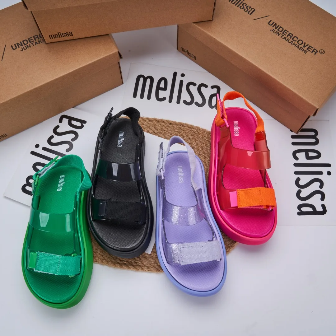 

High Quality Melissa Muffin Thick Sole Sandals Women's Casual Sports Shoes Candy Color Leopard Print Brave Beach Shoes Sandals