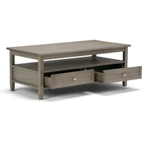 Coffee Table Warm Shaker Solid Wood 48 Inch Wide Rectangular Transition, Distressed Grey for Living Room and Family Room 2