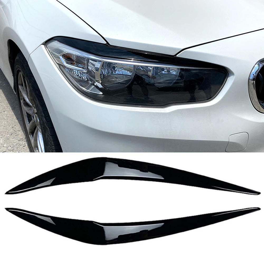 

2Pcs Car Headlight Cover Eyelid Gloss Black Eyebrow For BMW F20 LCI 2015-2019 Direct Replacement Head Light Eyelids