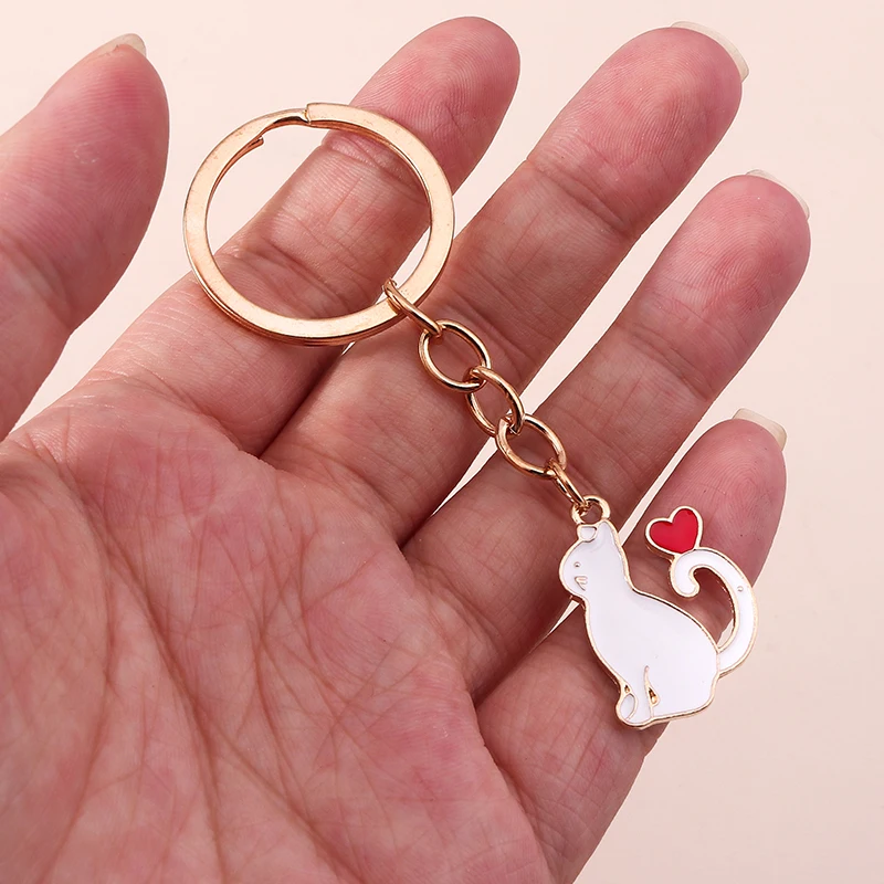 Aihua Schöne Rote Herz Katze Schlüsselbund Für Frauen Mädchen Tier Katze Schlüsselanhänger Handtasche Anhänger Schmuck Souvenir Geschenke – Detail 8