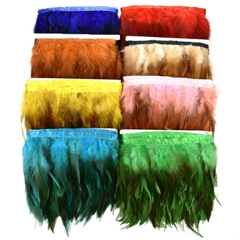 1 metri sella piume di fagiano frangia per vestiti nastro 12-15CM nastro gallo piuma Trim nappa decorazione passamaneria per cucire