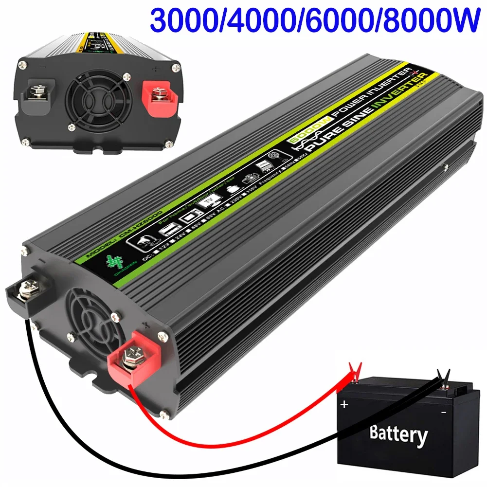 อินเวอร์เตอร์ไฟฟ้าอัจฉริยะ3000/4000/6000/8000W อินเวอร์เตอร์แบบคู่ยูเอสบีอินเวอร์เตอร์อัจฉริยะไฟกระแสตรง12V เป็น AC 220V สำหรับรถยนต์ RV 1