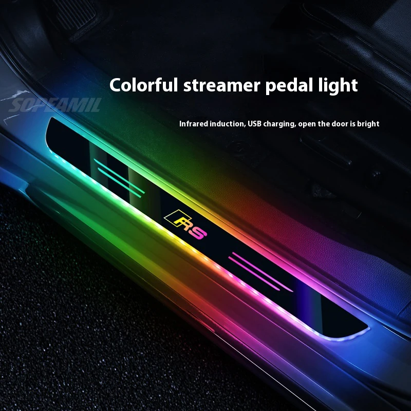 LED Car Door Threshold Welcome Pedal Light Multicolor Atmosphere lamp For Audi RS3 RS4 RS5 RS6 RS7 S Line RSQ3 RSQ5 RSQ7 RSQ8