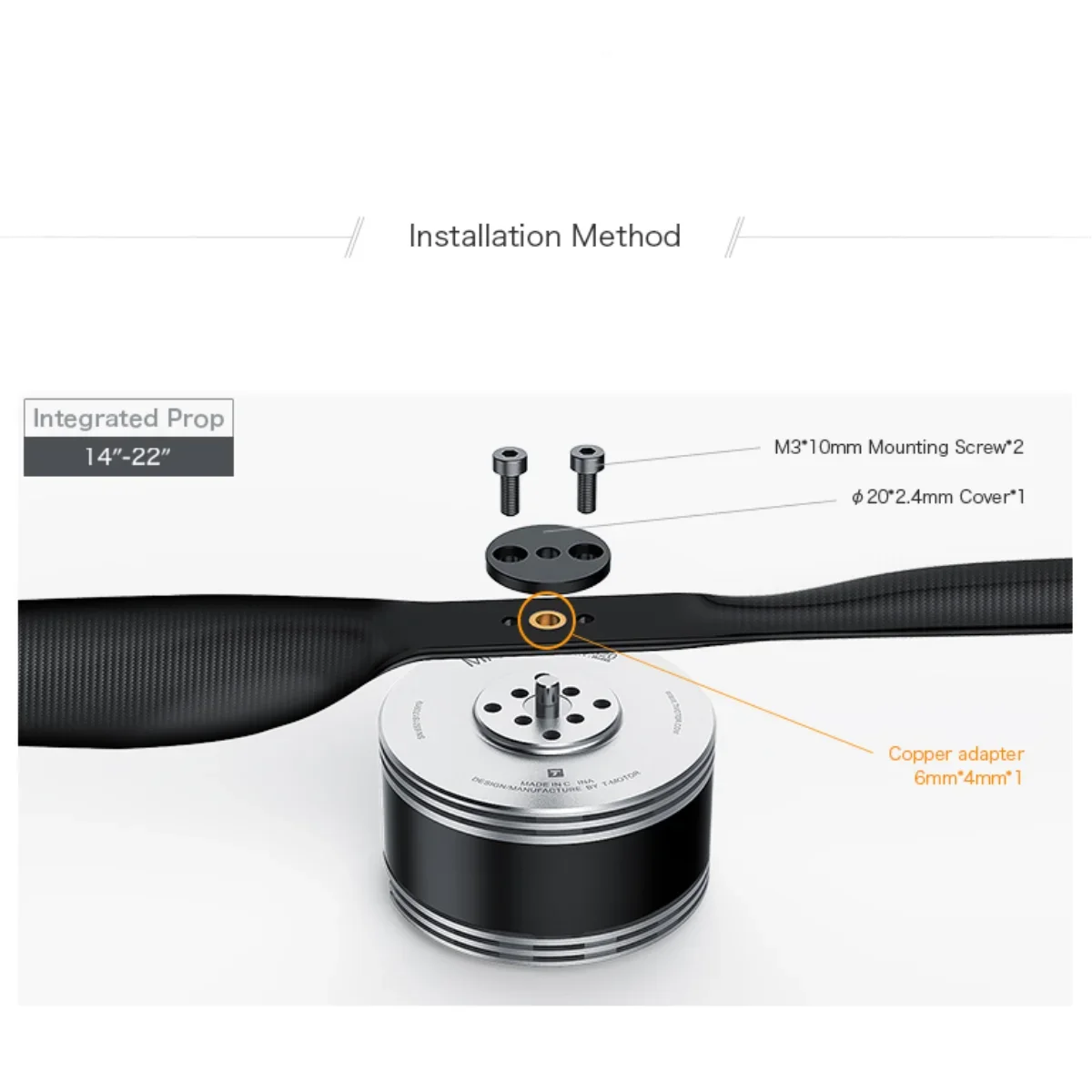 Moteur T-MOTOR Navigator MN501-S pour drone multirotor, installé sur un bras de drone avec vis de fixation