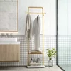 Metal Gold Coat Rack Entryway Corner Stand Hat Coat Hanger with Marble Base Heavy Duty 2