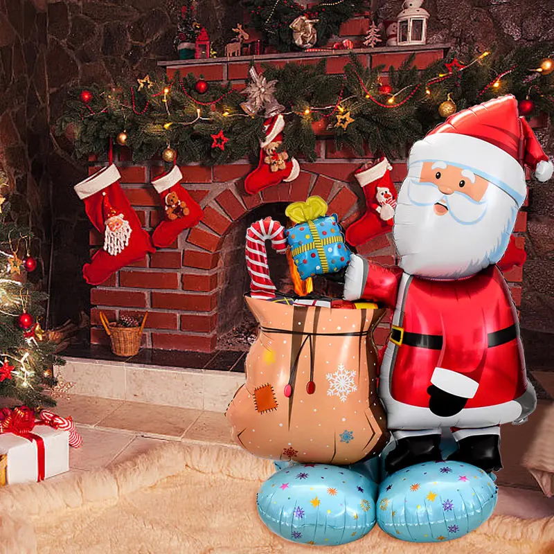 Christmas Standing Snowman Santa Claus Balloon Xmas Nutcracker Soldier Ball 2024 New Year Party Christmas Home Decoration 2023