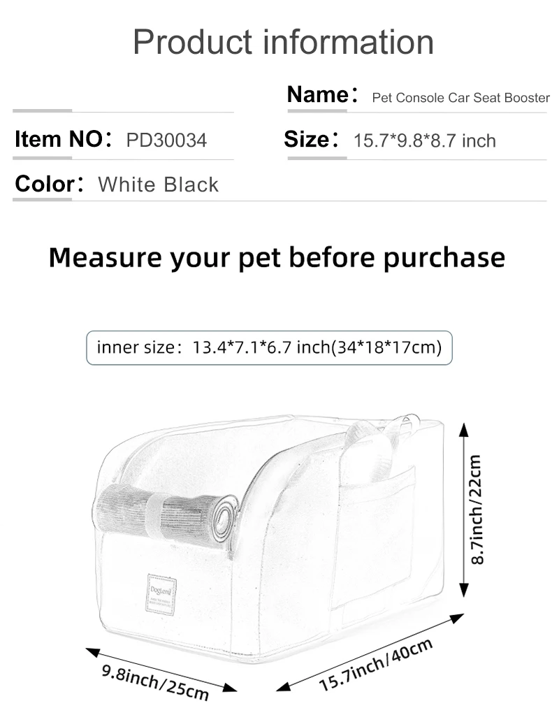 Dog Car Pet Travel Booster for Car Armrest with Safety Hook - PeticaDeals