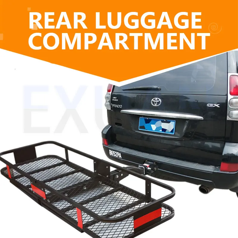 Car Trailer Luggage Rack Off Road Vehicle Black Carrying Basket Folding Shelf Rear Hanging Portable Square Mouth Trailer Frame - Image 2