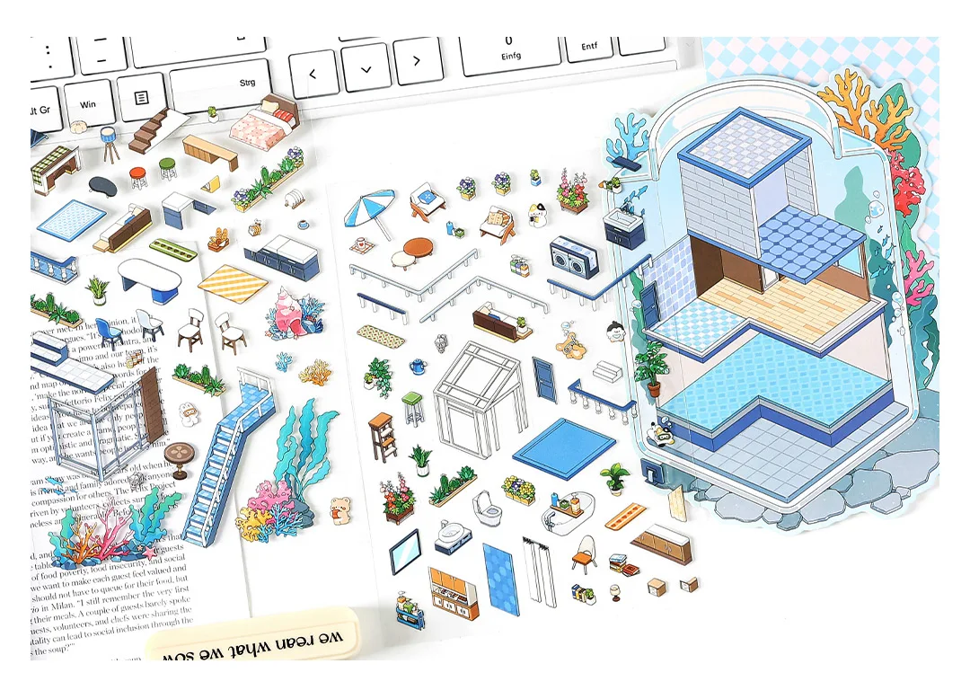 Kawaii Tiefsee Home 3D DIY Landschaft Aufkleber Tasche Hütte Szene Stapeln Einfügen Festival Geburtstagsgeschenk für Kind Kind ﻿ ﻿ – Detail 17
