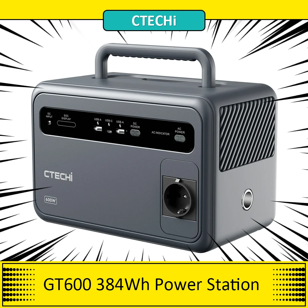 CTECHi GT600 600W 384Wh Portable Power Station, 600W Power