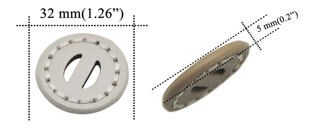 Handgefertigte Echtleder-Knöpfe Rund Großer Durchmesser 32mm Mantelknöpfe Gemischte Farben Kleidungszubehör Geometrische 2-Loch-Knöpfe – Detail 3