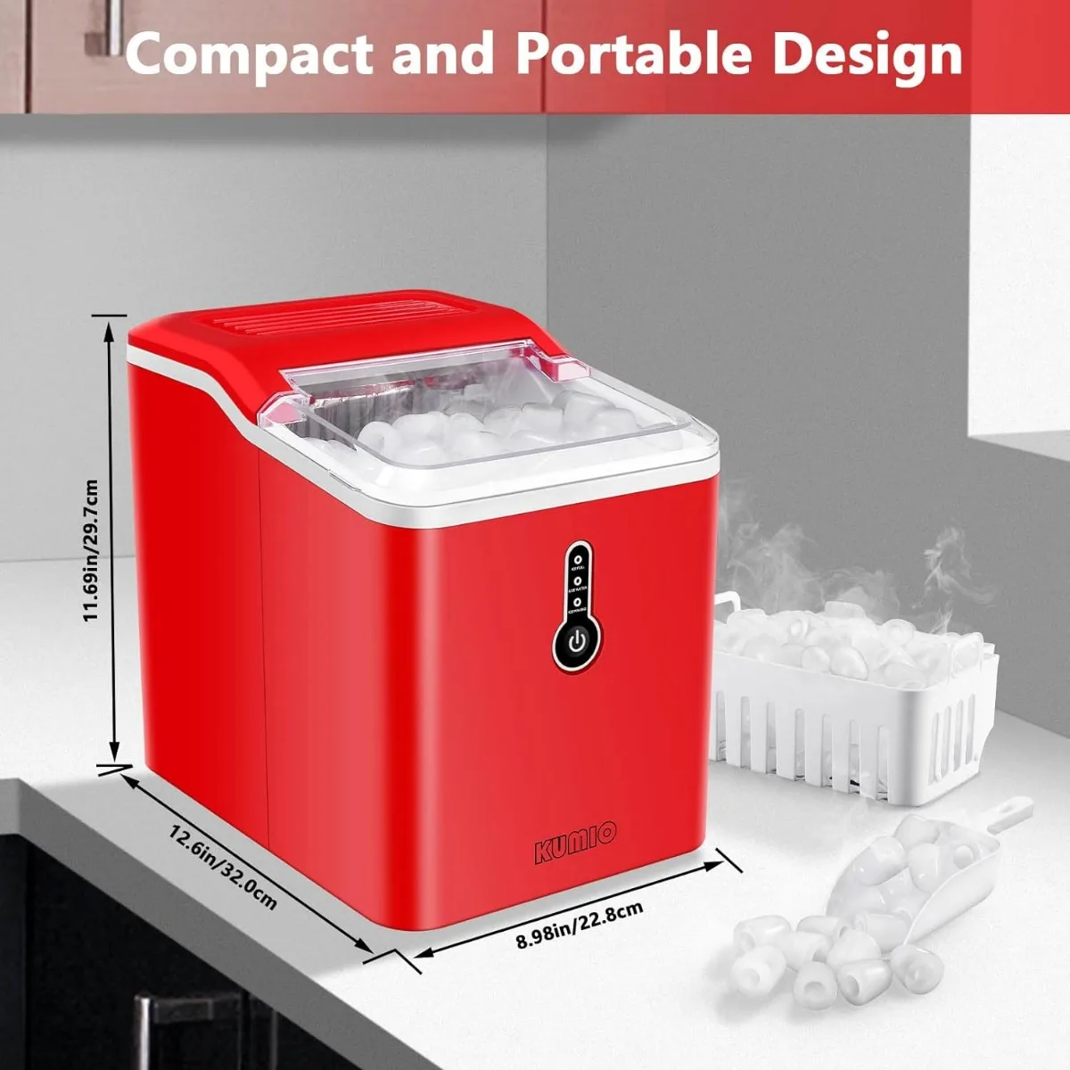 Ice Makers Countertop 26.5 Lbs/24H 9 Bullet Ice Ready in 6-9 Mins Compact Portable Maker USA