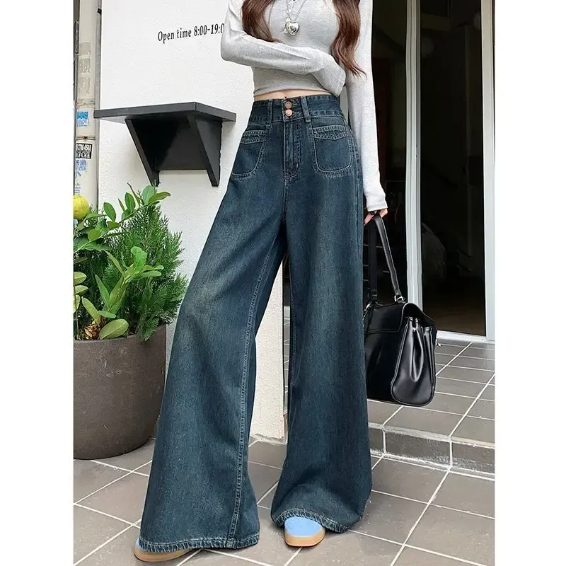 Sexy High Waist Flared Jeans Women's Fashion Slimming Drapey Wide Leg Pants Thin Material Trendy Style from Mainland China