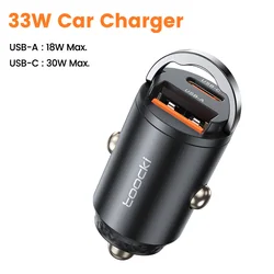 Toocki 45W Fast Charging Dual Port Car Charger - A and C 33W