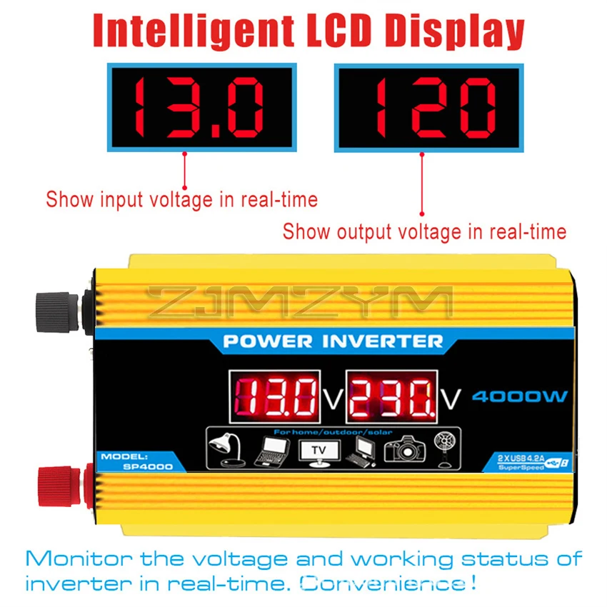 Solar Power Inverter System DC12V to 220V 110V Peak Power 4000W Converter Dual USB + Solar Panel 18W 18V+ Controller 30A