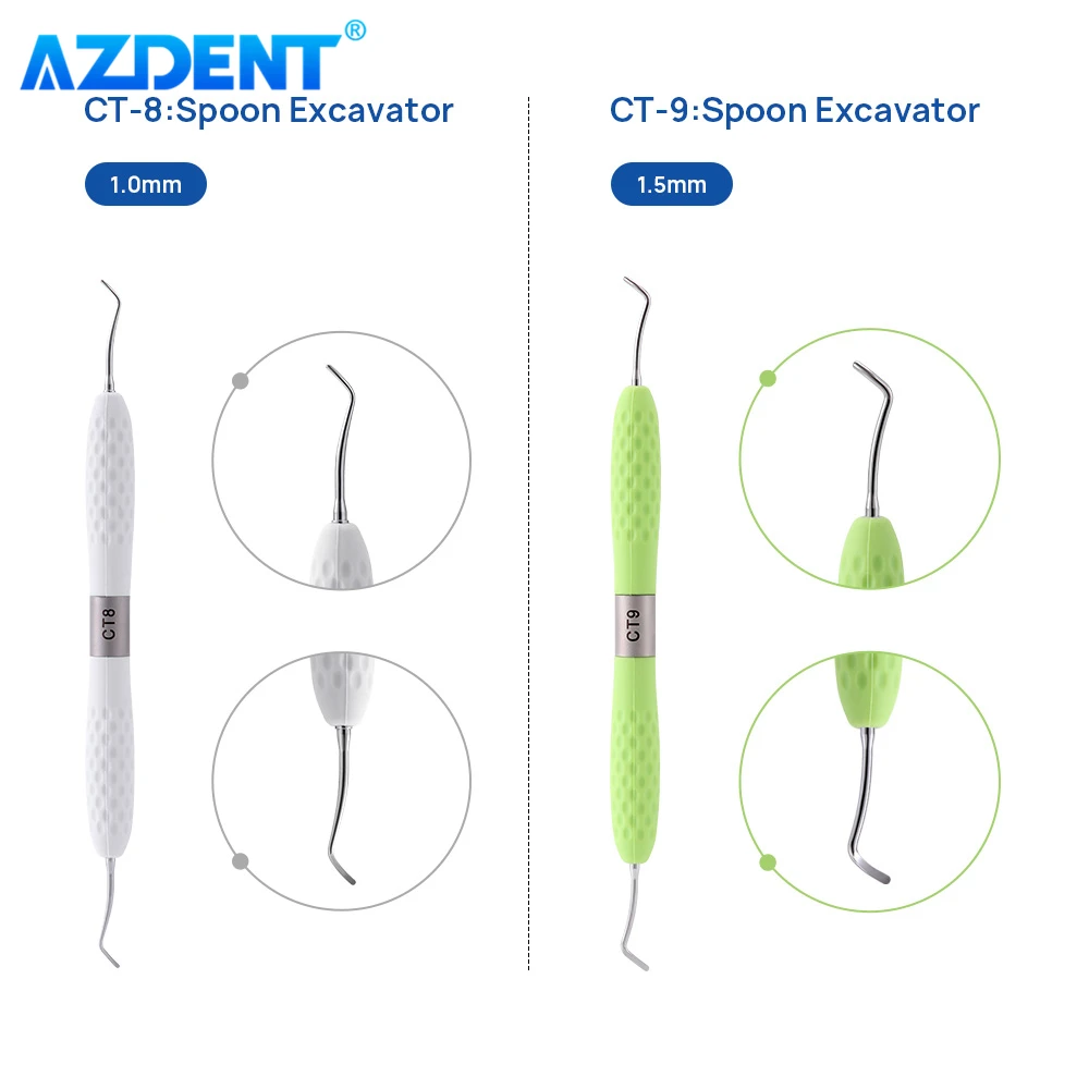 AZDENT 6PCS/Set Dental Restoration Instrument Enamel Chisel Set Spoon Excavator Gingival Margin Trimmer Cord Packer Repair Probe