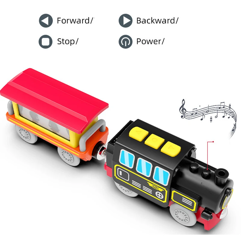 Kids Electric Train Set Locomotive Magnetic Train Car Diecast Slot Toy Fit for Wooden Train Railway Track Toys for Children Gift 2