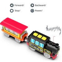 Kids Electric Train Set Locomotive Magnetic Train Car Diecast Slot Toy Fit for Wooden Train Railway Track Toys for Children Gift 2