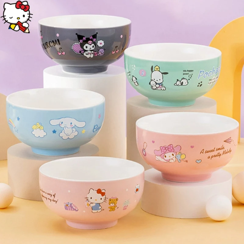 

Sanrio Hello Kitty Cinnamoroll Pachacco My Melody Kawaii Cartoon Household Ceramic Tableware Girl Heart Cute Kuromi Dinner Plate