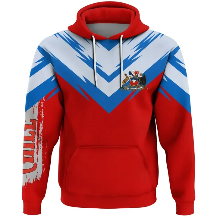 thumbnail image 1 of Sudadera con capucha con estampado 3D del mapa del emblema nacional de Chile para hombre, sudadera con la bandera chilena y flores, jerséis CONDOR, sudadera con capucha para mujer y niño, 1 of 5
