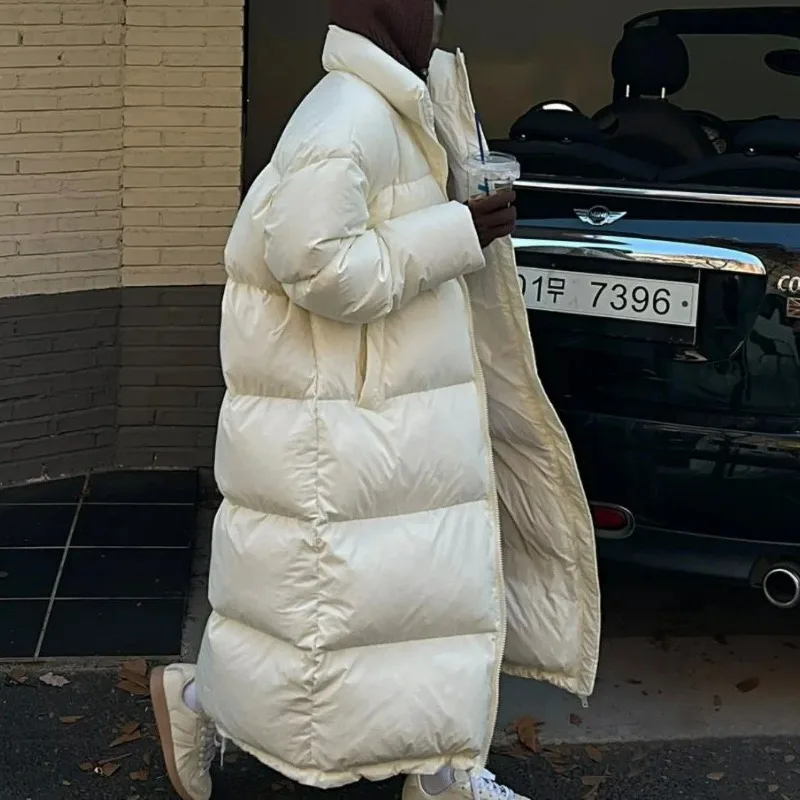 

2023 New Women Down Cotton Coat Winter Jacket Female Mid Length Version Parkas Loose Thick Warm Outwear Versatile Overcoat