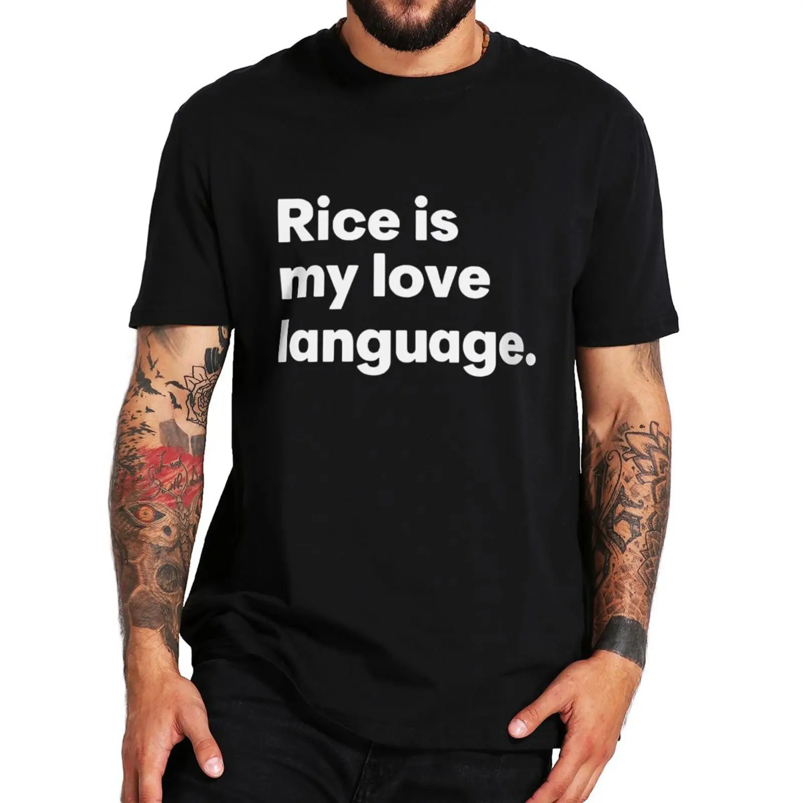 

Rice Is My Love Language T Shirt Funny Meme Trend Humor Men Women T-shirts Casual Cotton Unisex Soft Tops Tee