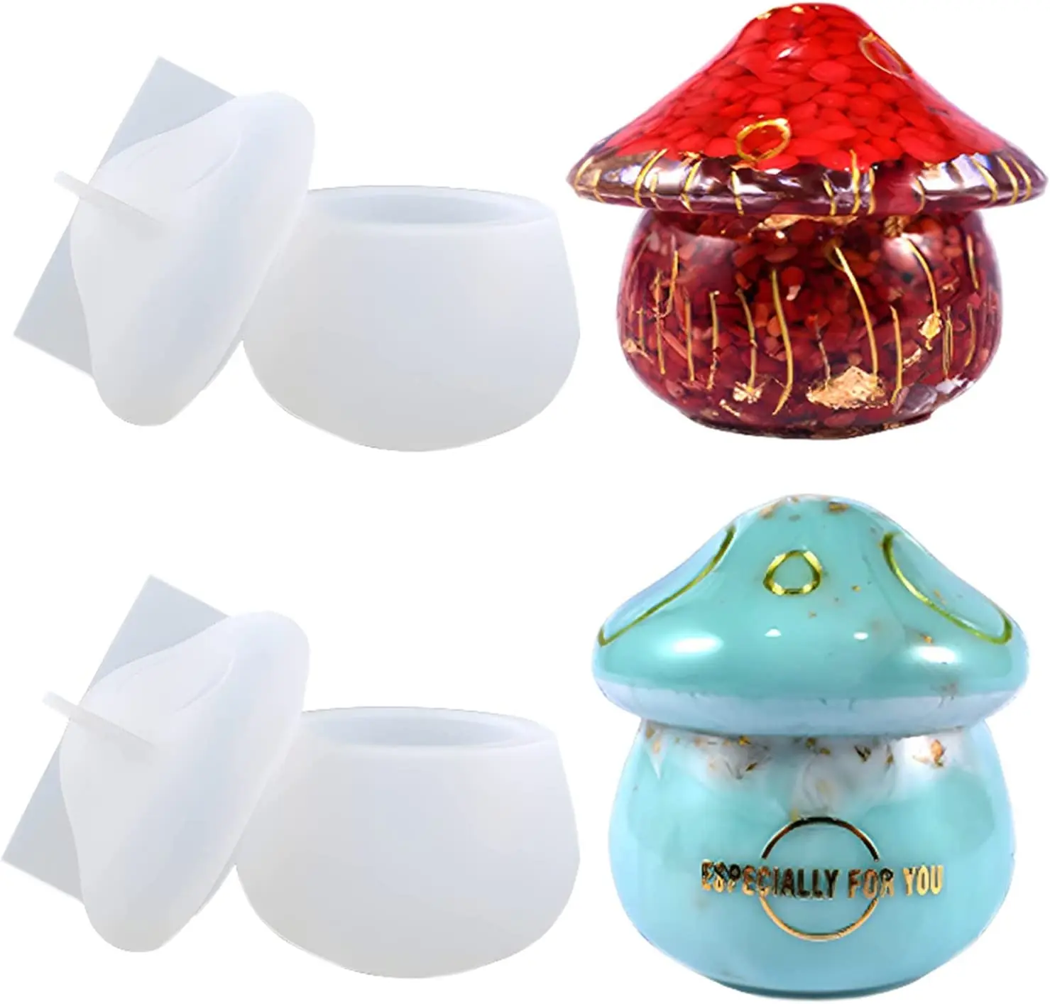 

Mushroom Drip Jars Epoxy Resin Silicone Molds With Lid Casting DIY Jewelry Storage Boxes Display Candy Container Home Ornament