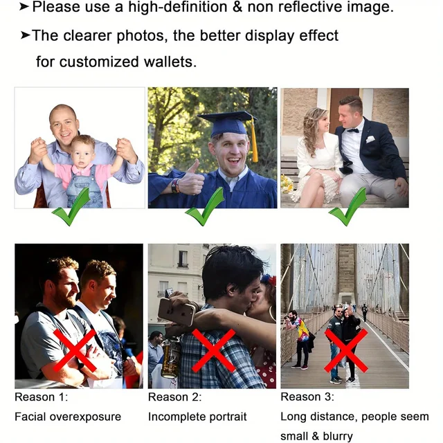 Personalized Wallets Men Birthday Custom Photo Monogram Wallet with Picture Engraved Gifts for Dad Husband BF Photo Gift for Him 6