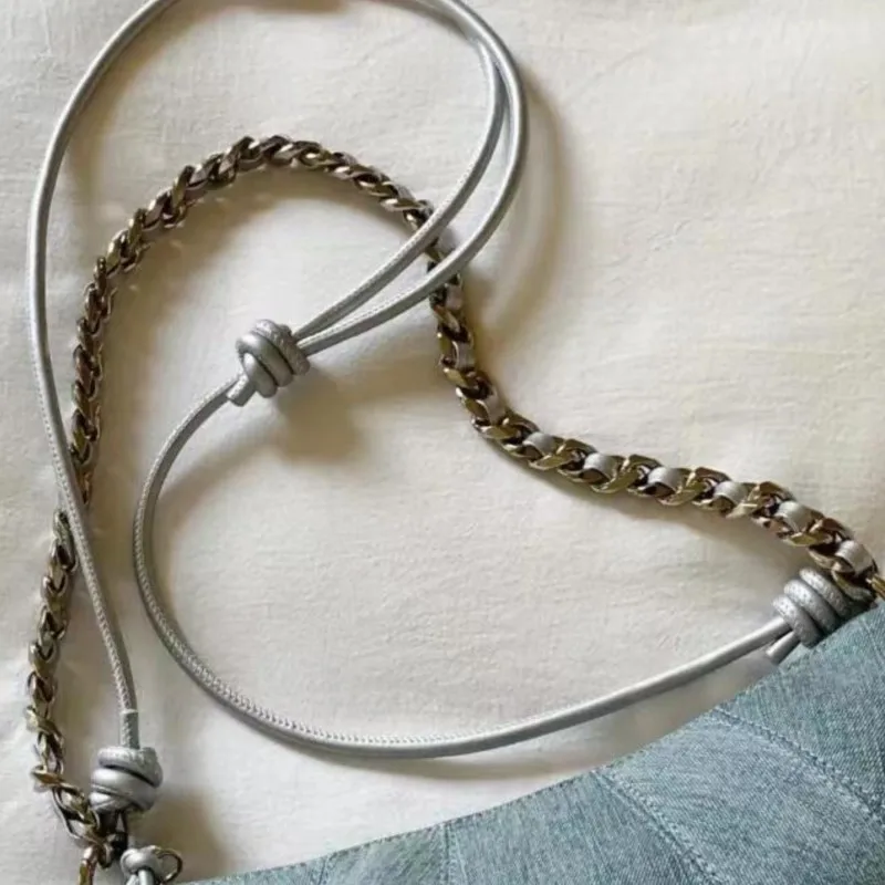 JIAERDI Retro Denim Hobos Bags Purse Women Hot Girls Chain Chic Light Blue Messenger Bag Female Harajuku Aesthetic Crossbody Bag