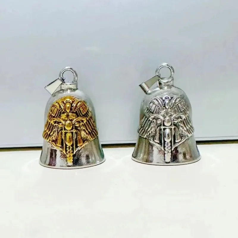 Angel Wings Motorcycle Bell Pendant Keychain Punk Rock Men Riding Party Gift