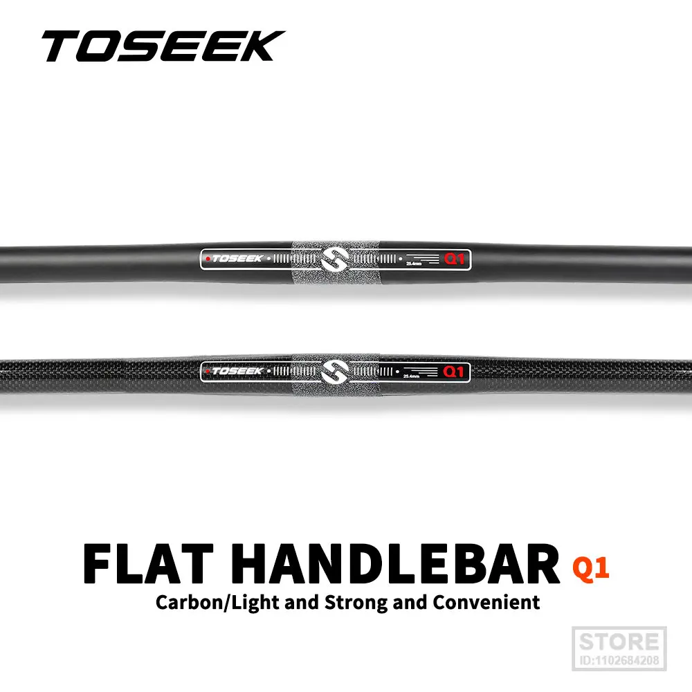 

TOSEEK Full Carbon Flat Handlebar 25.4mm Folding Bike Horizontal Handle Bar 400-600MM Matt Black Ultralight Bicycle