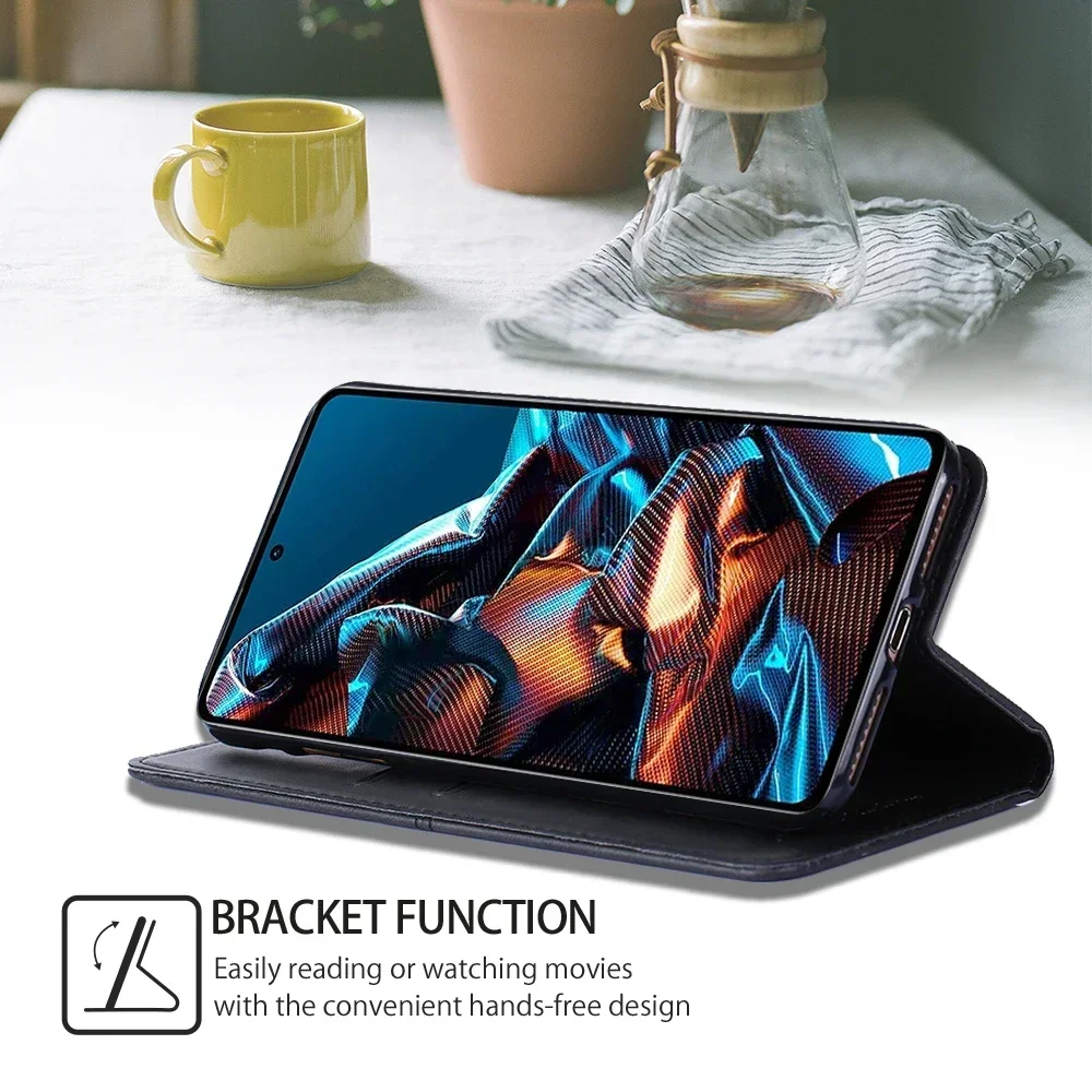 Leather Magnetic Flip Cover with Card Slot - Business Book Case