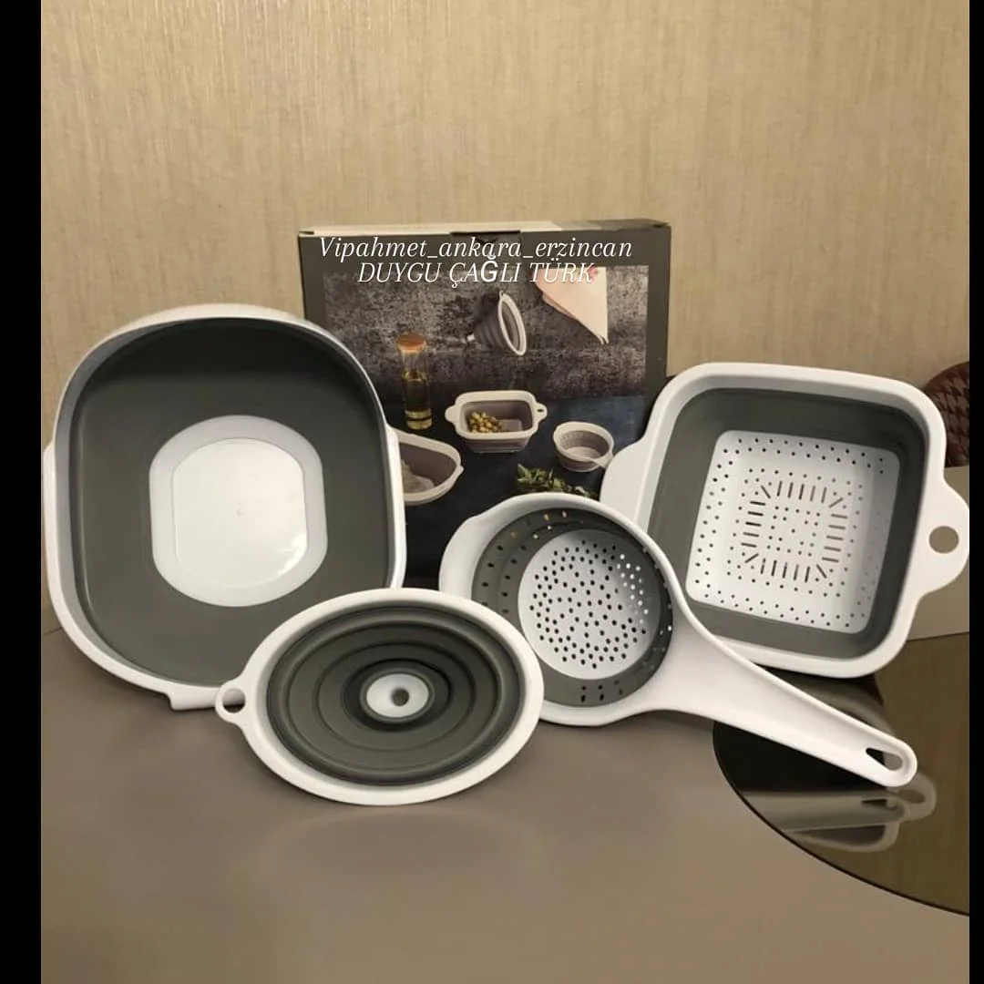 4 pcs set collapsible silicone colander kitchen accessories laundry