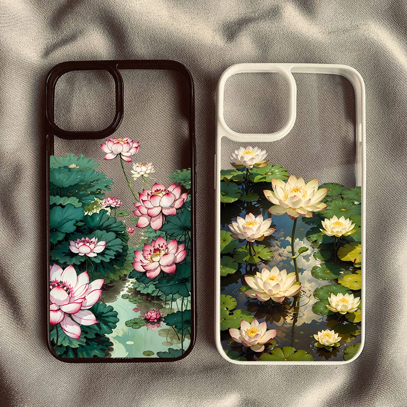 Custodia Per Telefono Lotus Pond Scenery Per Iphone 15 14 13 12 11 Pro Max Xr X Xs 7 8 14 15 Plus Se 20 Paraurti Antiurto Cover Posteriore Rigida