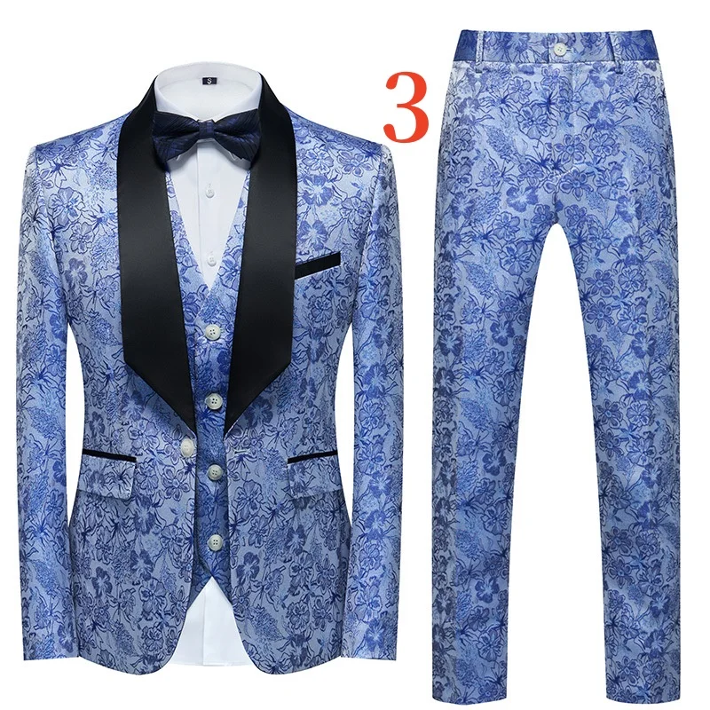 B190-Three-piece business suit, professional formal, slim groom suit, young groomsmen