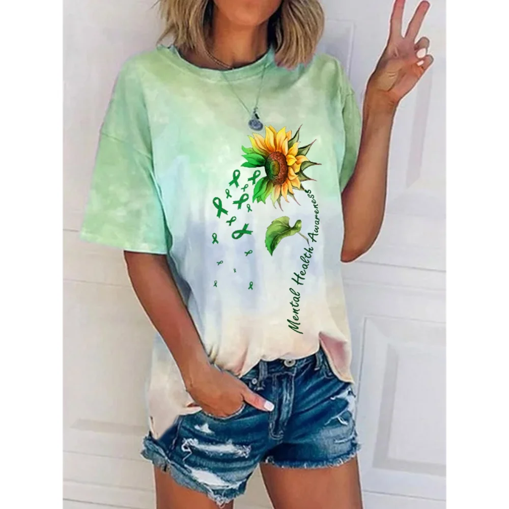 

Flower 3d Print Women's T-Shirt Summer Fashion Short Sleeved Casual Breathable Micro Elastic T-Shirt Women's Clothing