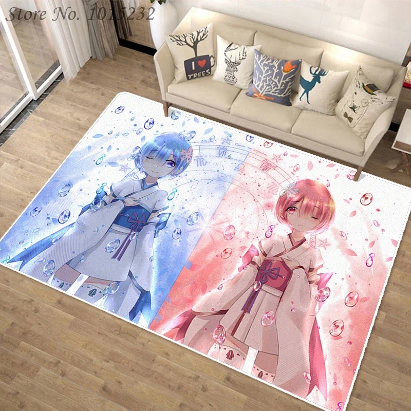 

Anime Rem Carpet Anti-Skid Area Floor Mat 3D Rug Non-slip Mat Dining Room Living Room Soft Bedroom Carpet Style