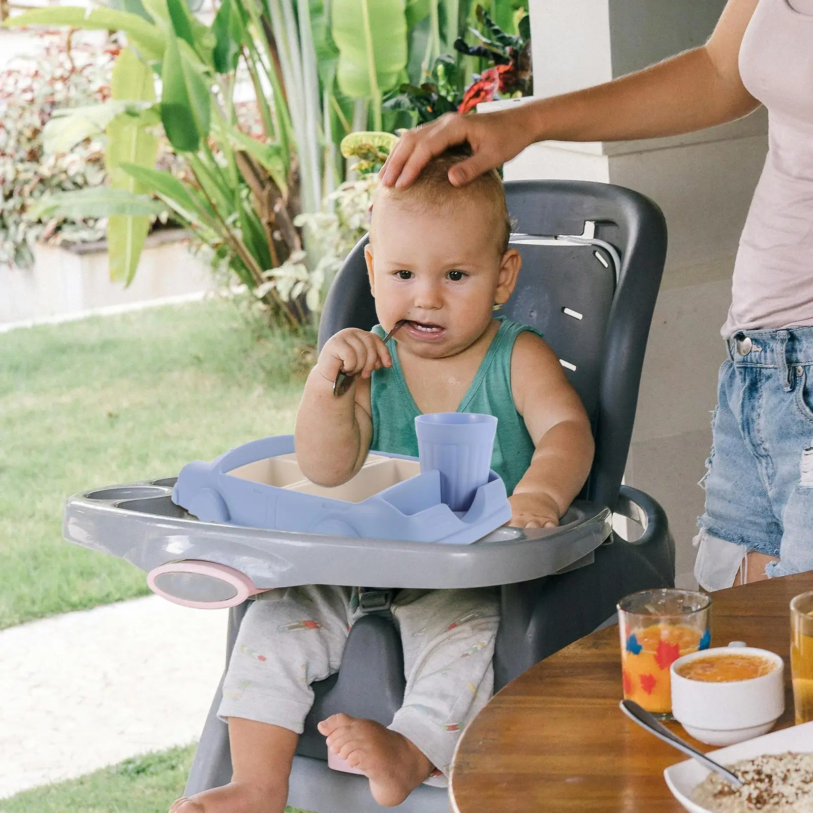 Baby Dishes Separate Plates Food Tray with Water Cup Car for Kids Car-shaped Dinner Fruit Platter Tableware