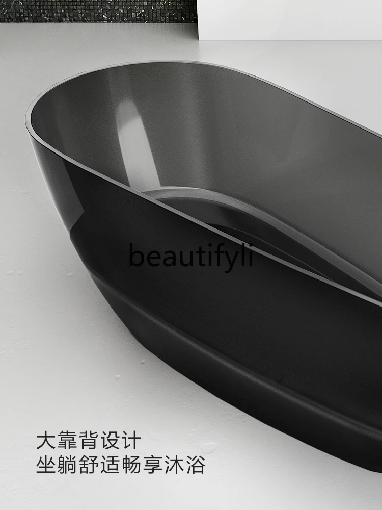 Bathtub transparent resin household free-standing oval color hotel homestay light luxury bathtub