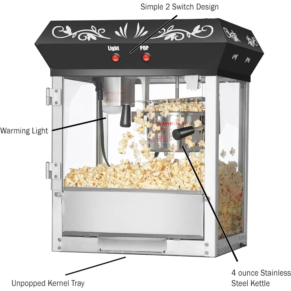 Old Maid Drawer Electronic Popcorn Bucket Plastic Stainless Steel Kettle Popcorn-machine Tempered Safety Glass Panel Electric 3