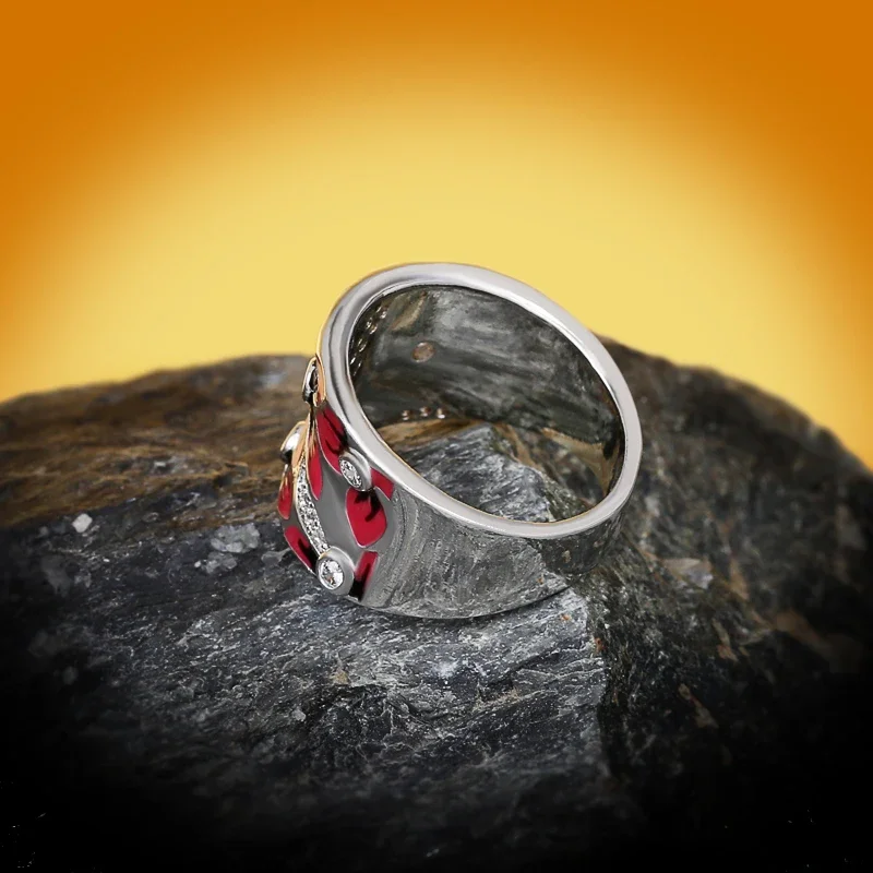 Red Flower Women's Handmade Enamel Ring Wedding Bridal Ring Party Jewelry wedding rings,rose flower ring