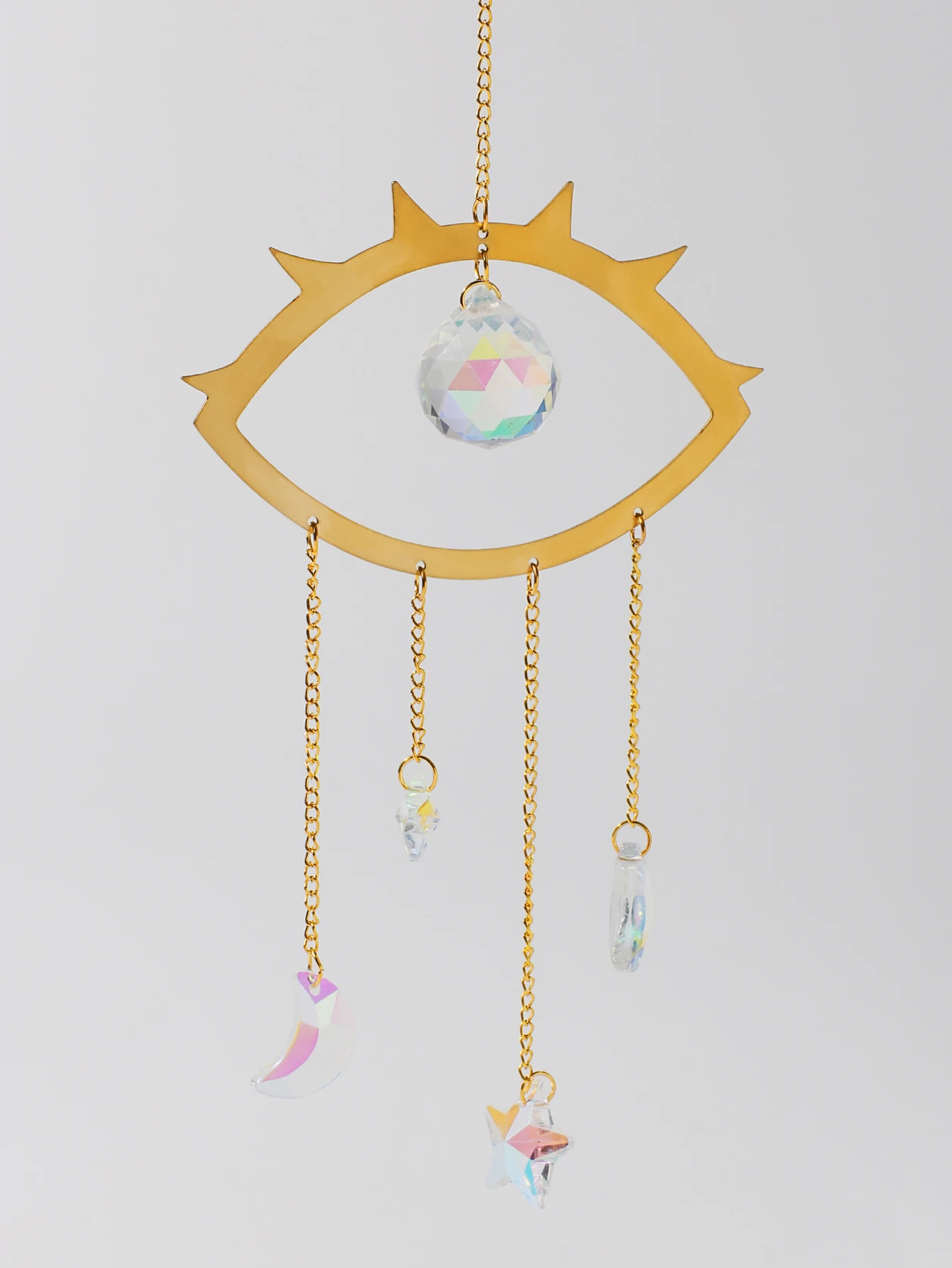 Golden Evil Eye Sun Catcher Prism Crystal Suncatcher Rainbow Maker Garden Hanging Crystals Pendant Wind Chimes Outdoor Decor