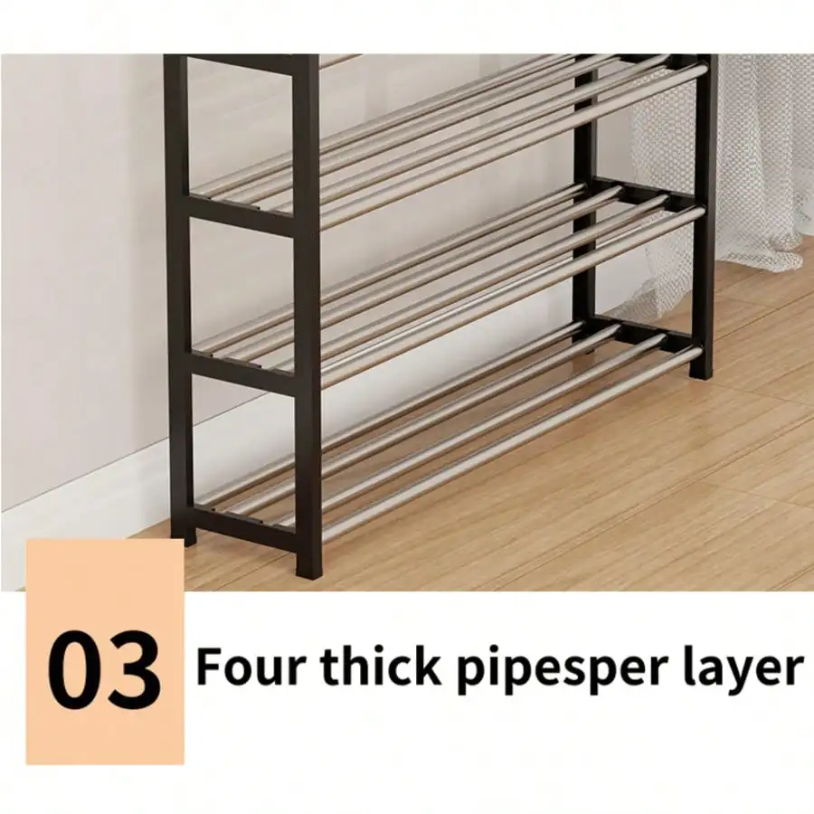 Heavy Duty 4-Tier White Metal Shoe Rack – Freestanding Slim Shoe Organizer, Space-Saving Shoe Storage Shelf for Entryway, Hallway, Closet, Bedroom & Apartment 6