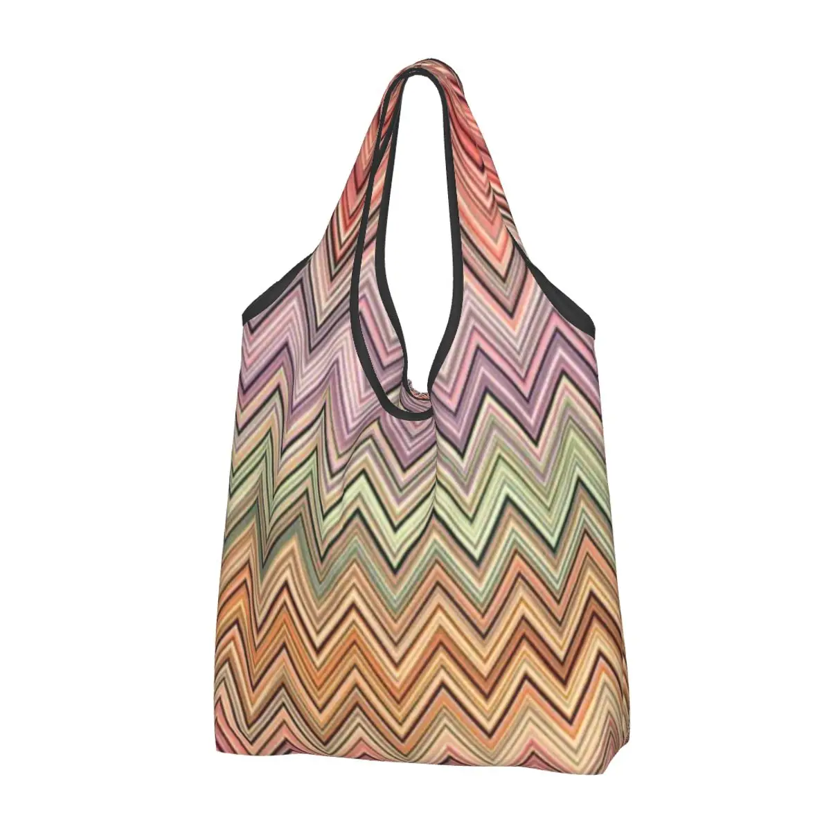 

Сумка-шоппер Женская в стиле бохо, Винтажная сумочка для покупок в стиле зигзаг, портативная вместительная многоцветная современная, для продуктов на заказ